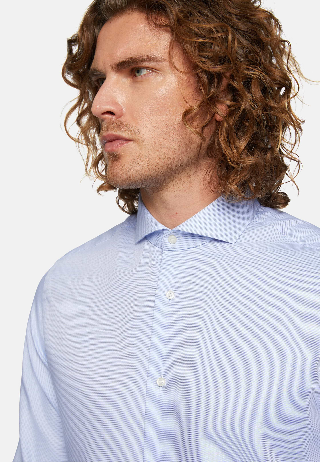 Dobby Napoli Collar Shirt Slim Fit, Light Blue, hi-res