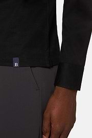 Long Sleeved Regular Fit Polo Shirt In Pima Cotton Jersey, Black, hi-res