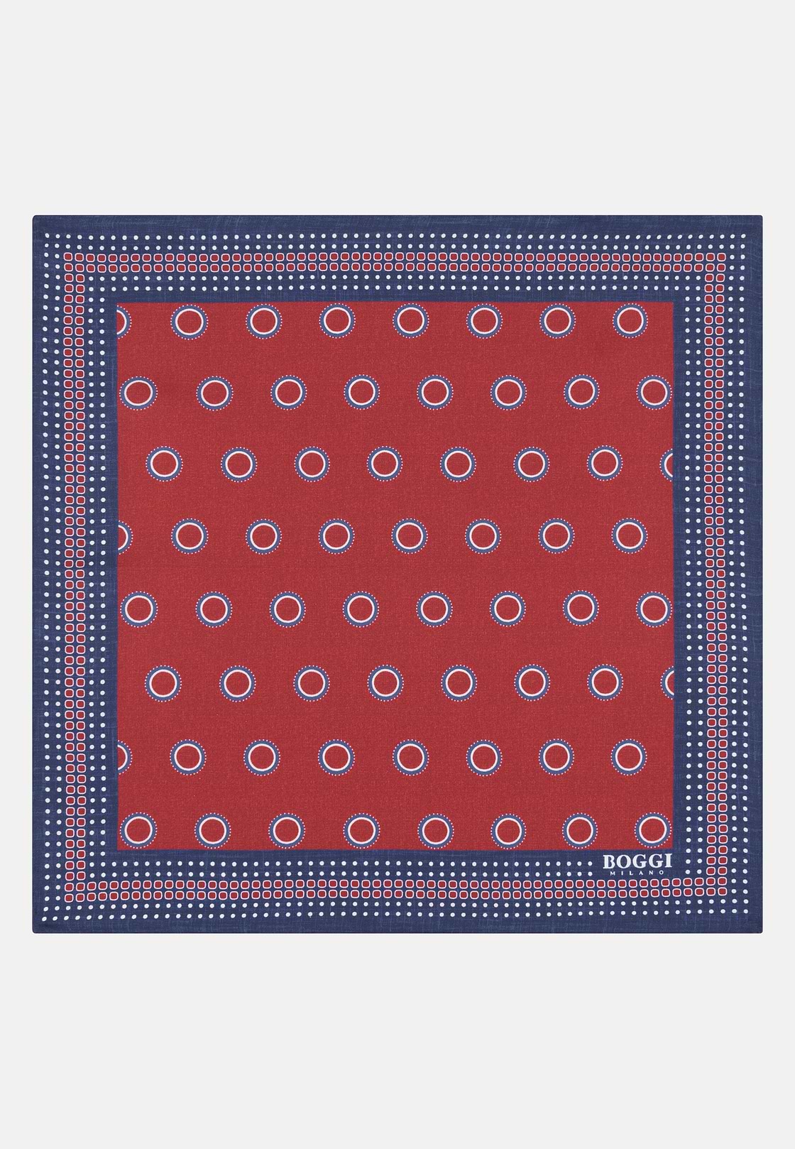 Silk Pocket Square With Medallions Pattern, Burgundy, hi-res, 2