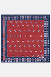 Silk Pocket Square With Medallions Pattern, Burgundy, thumb, 2