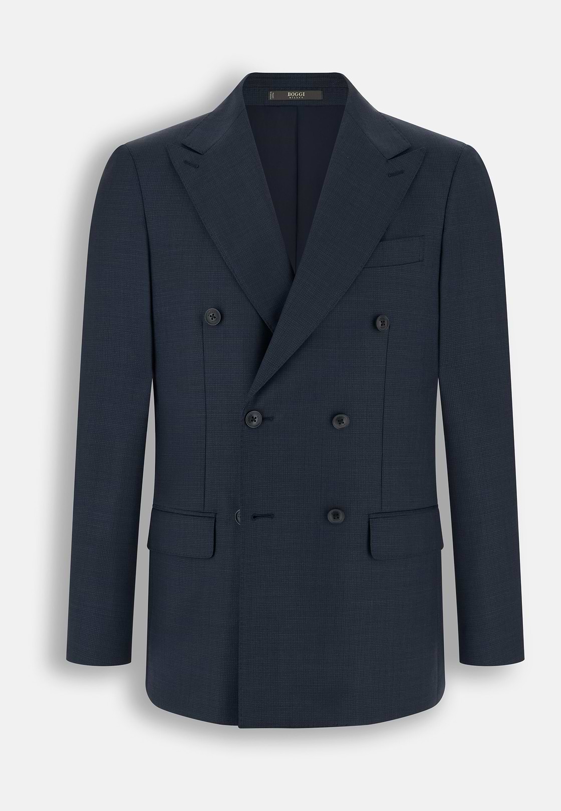 Double-Breasted Pattern Wool Suit, Navy blue, hi-res, 7