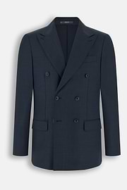 Double-Breasted Pattern Wool Suit, Navy blue, thumb, 7