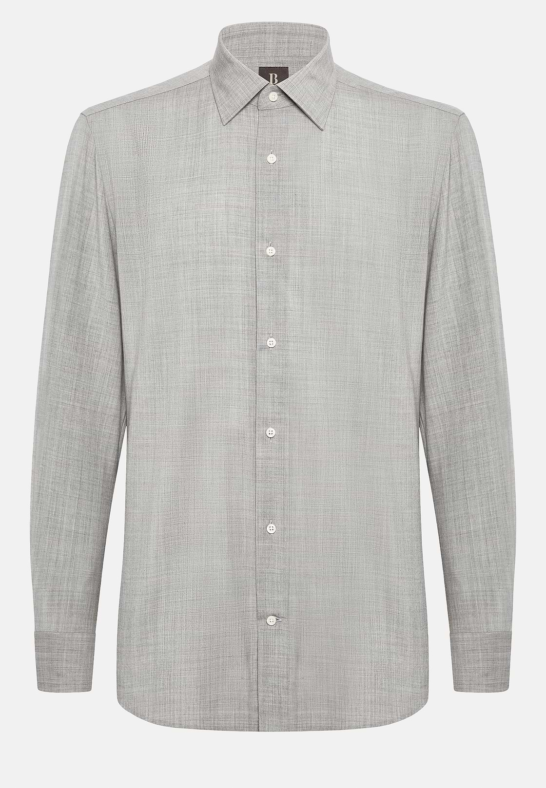 Regular Fit Wool Shirt, Grey, hi-res