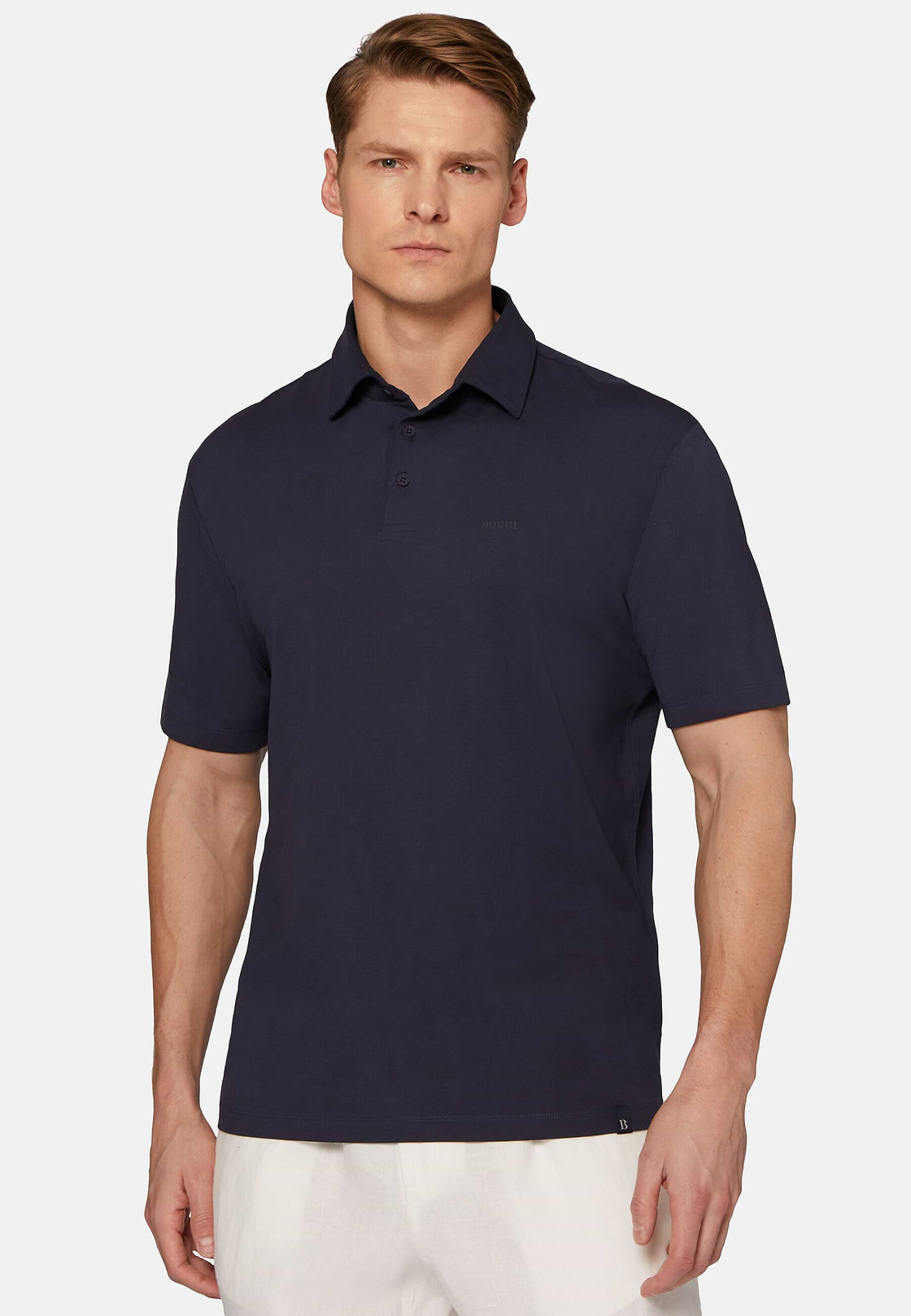 Polo Aus Elastischer Supima-Baumwolle, Navy blau, hi-res