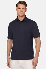 Polo Shirt In Stretch Supima Cotton, Navy blue, hi-res