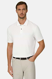 Polo aus Stretchgewebe Piqué Mischgewebe Cool Jade, Weiß, thumb, 1