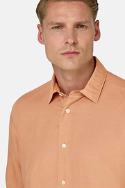 Camicia In Tencel Lino Regular Fit, Arancione, thumb, 4