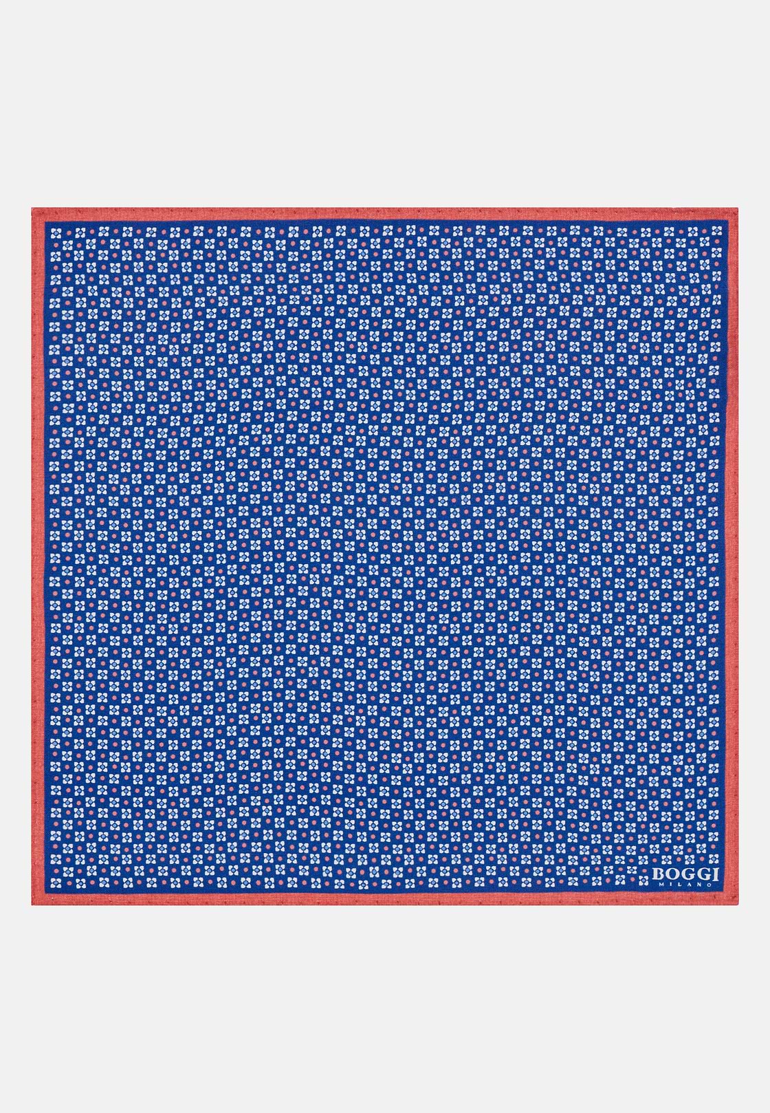 Floral Silk Pocket Square, Navy blue, hi-res