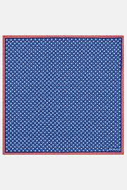 Floral Silk Pocket Square, Navy blue, hi-res