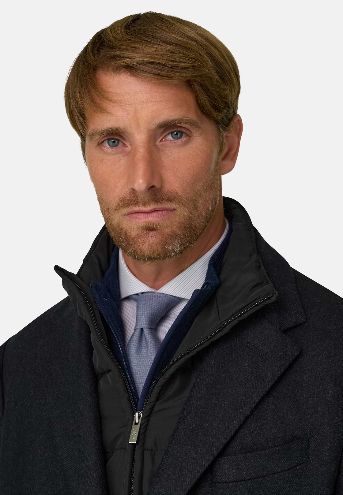 Coat in Wool with Bib, Navy blue, hi-res, 3