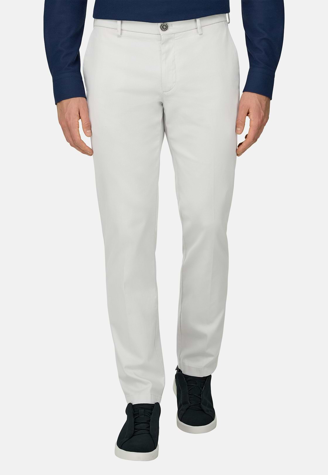 Pantalon En Coton Tencel Extensible, La glace, hi-res, 1