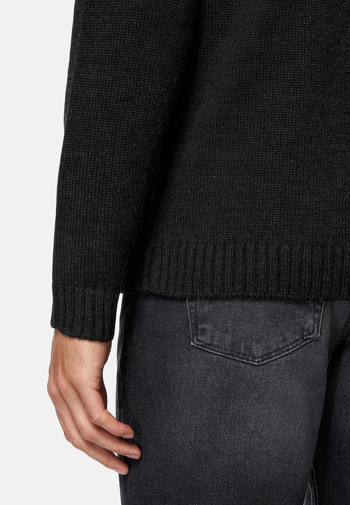 Jersey Cuello Perkins Antracita De Lana Merina, Carbón, hi-res
