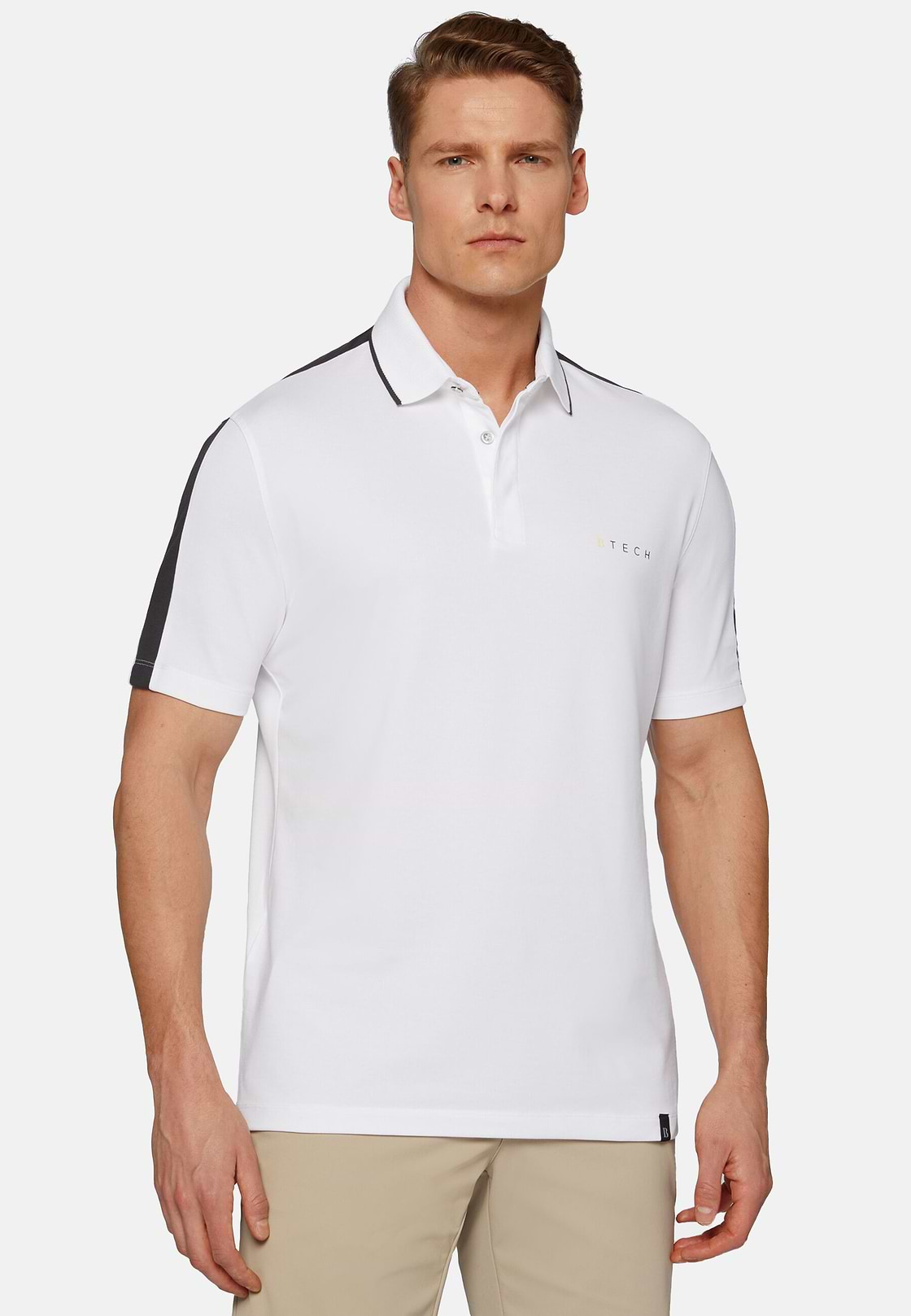 High-Performance Piqué Polo Shirt, White, hi-res