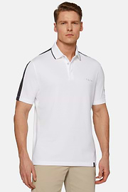 High-Performance Piqué Polo Shirt, White, hi-res