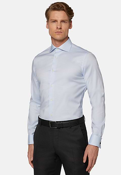 Camicia In Pin Point Di Cotone Slim Fit