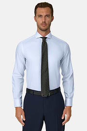Overhemd Gestreept in Katoen Dobby Slim Fit, Light Blue, thumb, 1