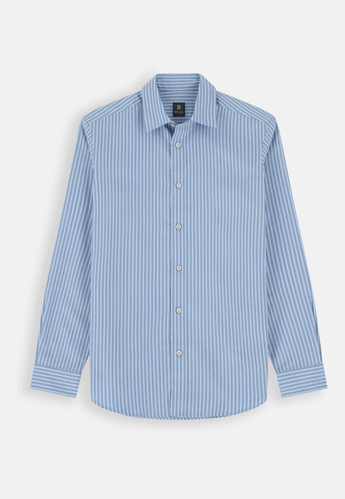 Shirt Striped Poplin Regular Fit, Blue, hi-res, 7