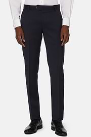 Pants in Stretch Knitted Wool, Navy blue, hi-res
