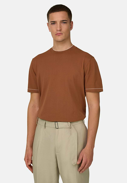 Cotton Crêpe Knit T-Shirt, Rot, hi-res