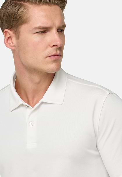 S.Cafè® High-Performance Piqué Polo Shirt, White, hi-res