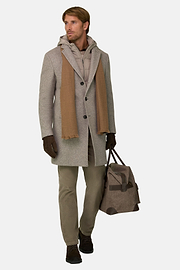 Coat in Wool Blend B Jersey, Taupe, thumb, 2
