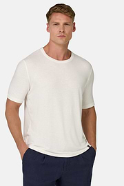 Cotton and Viscose Jersey T-Shirts, White, hi-res