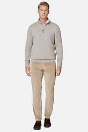 Taupe Cashmere Half Zip Jumper, Taupe, hi-res