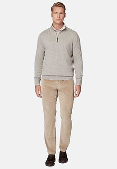 Taupe Cashmere Half Zip Jumper