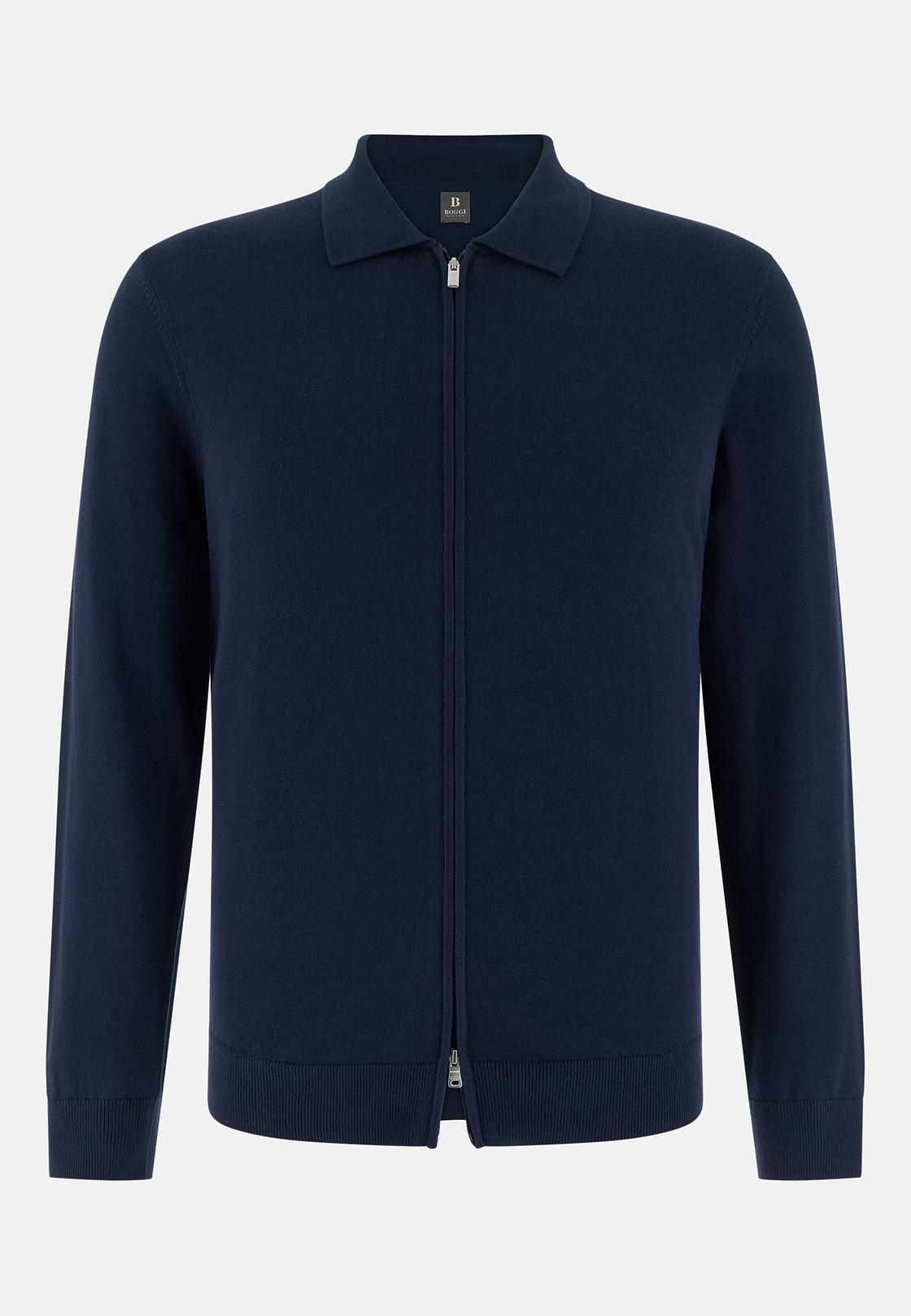 Maglia Full Zip In Cotone, Navy, hi-res, 5