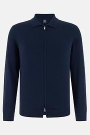 Maglia Full Zip In Cotone, Navy, thumb, 5