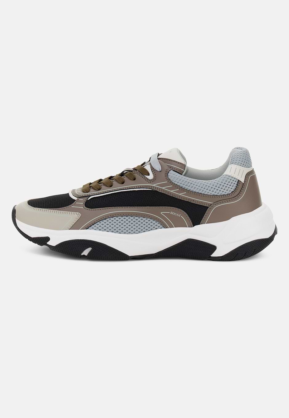 Sneakers Storm En Cuir Et Tissu Technique, Taupe, hi-res