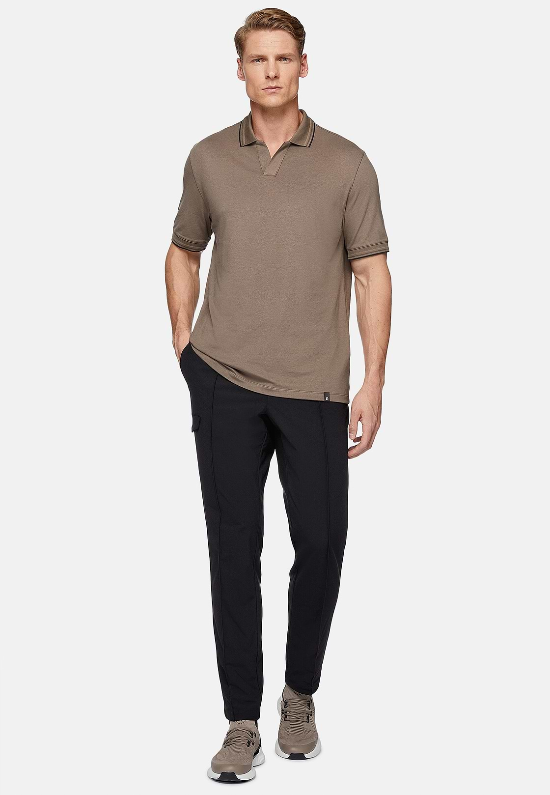 High-Performance Piqué Polo Shirt, Brown, hi-res