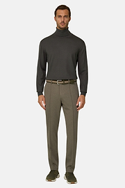 Trousers in Cotton Blend Jersey, Brown, thumb, 2