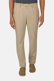 Pantalon En Coton Tencel, Beige, thumb, 1