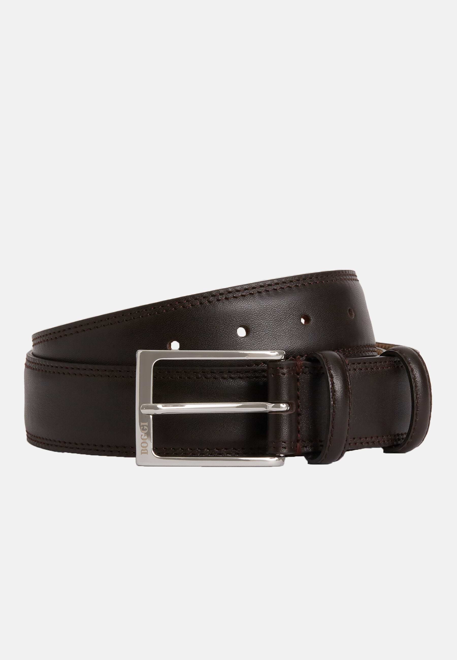 Men's Saddle-stitched Tumbled Leather Belt | Boggi Milano