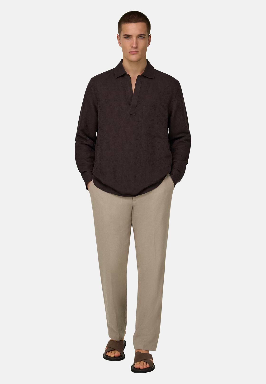 Pantalon En Lin, Taupe, hi-res, 2
