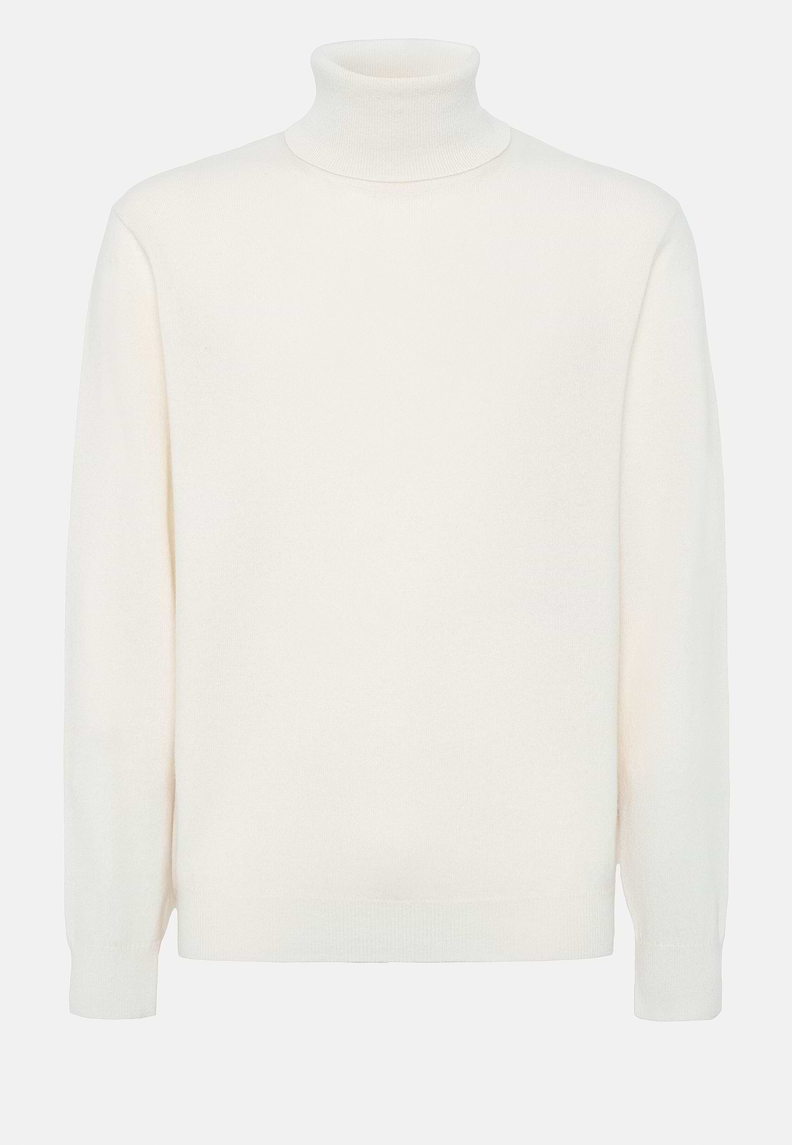 White Polo Neck Jumper In Cashmere, White, hi-res