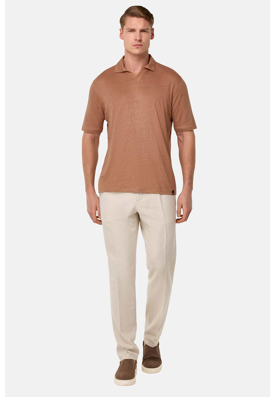 Stretch Linen Jersey Polo Shirt, Rot, hi-res