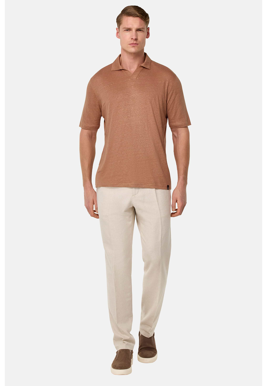 Stretch Linen Jersey Polo Shirt, Rot, hi-res