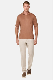 Stretch Linen Jersey Polo Shirt, Rot, hi-res