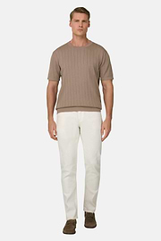 T-Shirt aus Baumwoll-Seiden-Strick, Taupe, thumb, 2