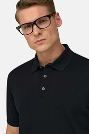 Polo Di Maglia In Cotone Seta, Nero, thumb, 4