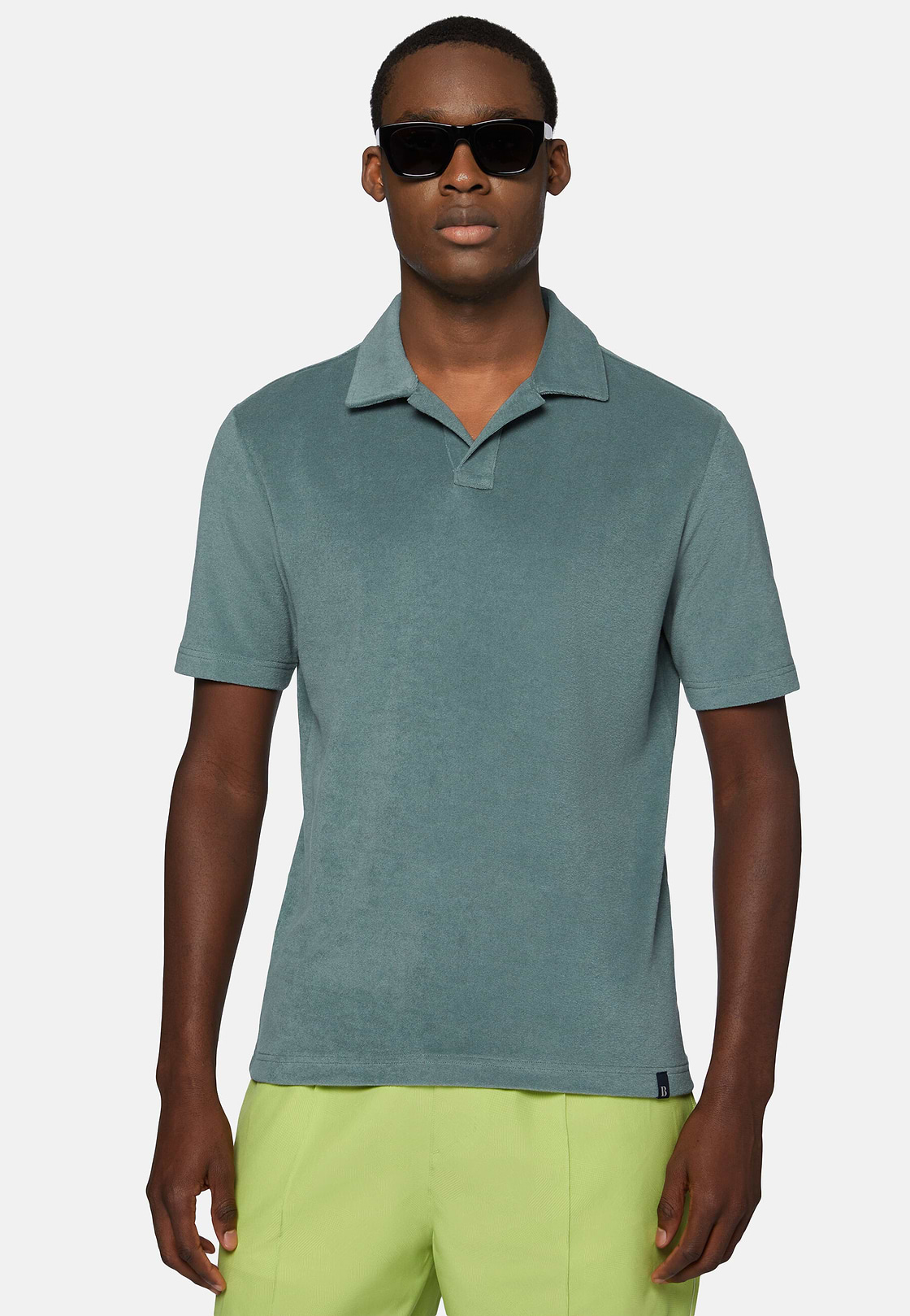 Cotton/Nylon Polo Shirt, Green, hi-res