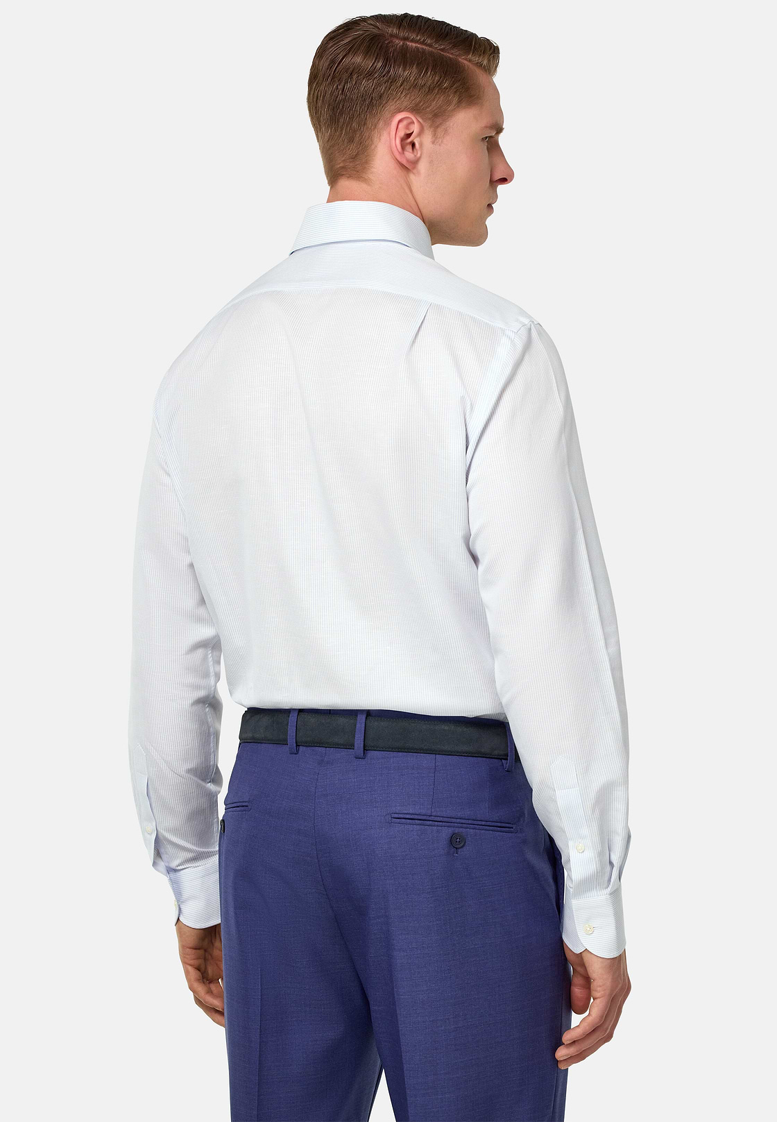 Camisa de corte regular de lino y algodón a rayas, Azul claro, hi-res, 3