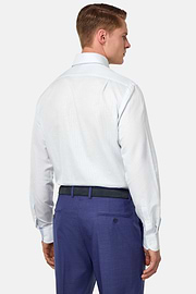 Camisa de corte regular de lino y algodón a rayas, Azul claro, thumb, 3