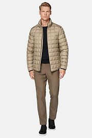 Chaqueta Bomber De Tejido Técnico De Pluma De Oca, Beige, hi-res