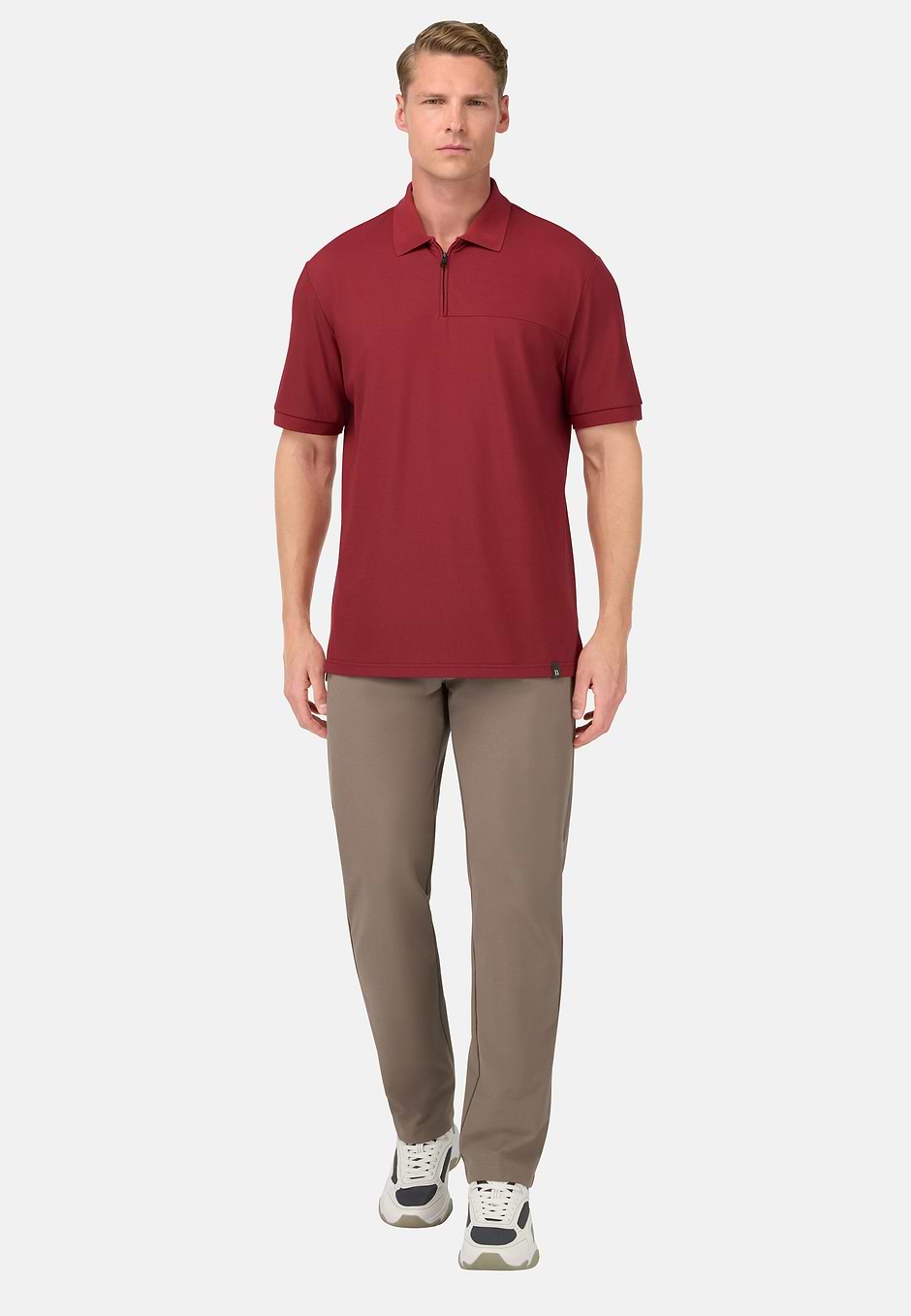 Cool Jade Half-Zip Polo Shirt, Burgundy, hi-res