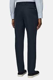 Pantalon En Coton Tencel Extensible, bleu marine, thumb, 4