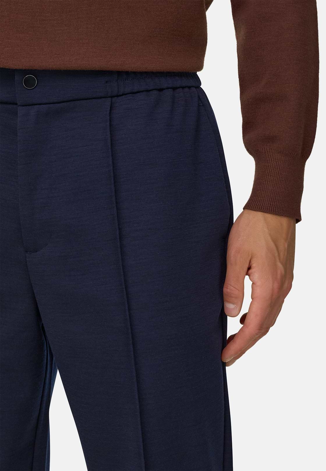Joggers in Wool Blend WOOLTECH, Navy blue, hi-res, 3