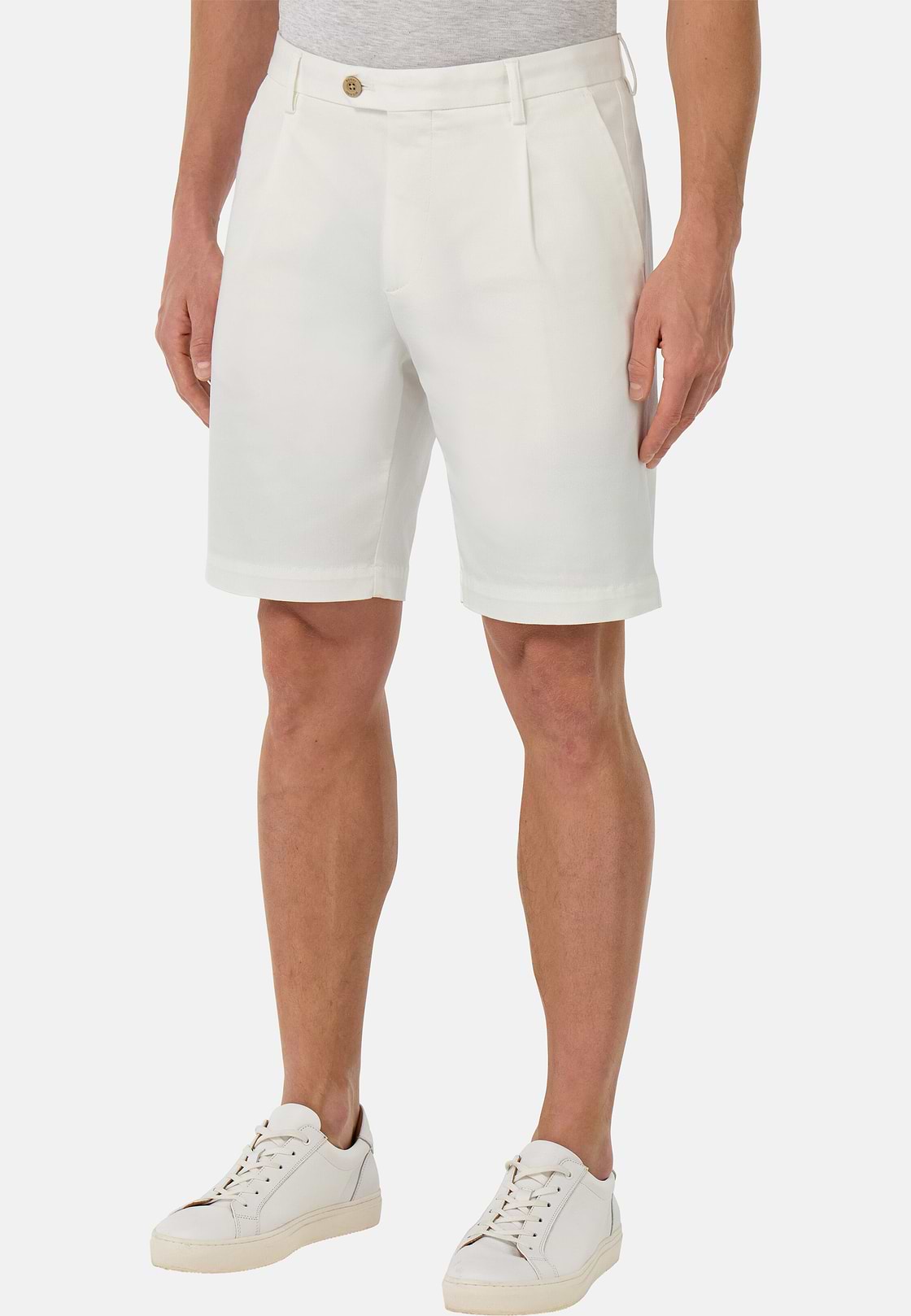 Bermuda En Coton Tencel Extensible, Blanc, hi-res